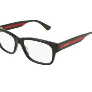 Gucci Unisex Glasses with Black Frame and Green-Red Accents